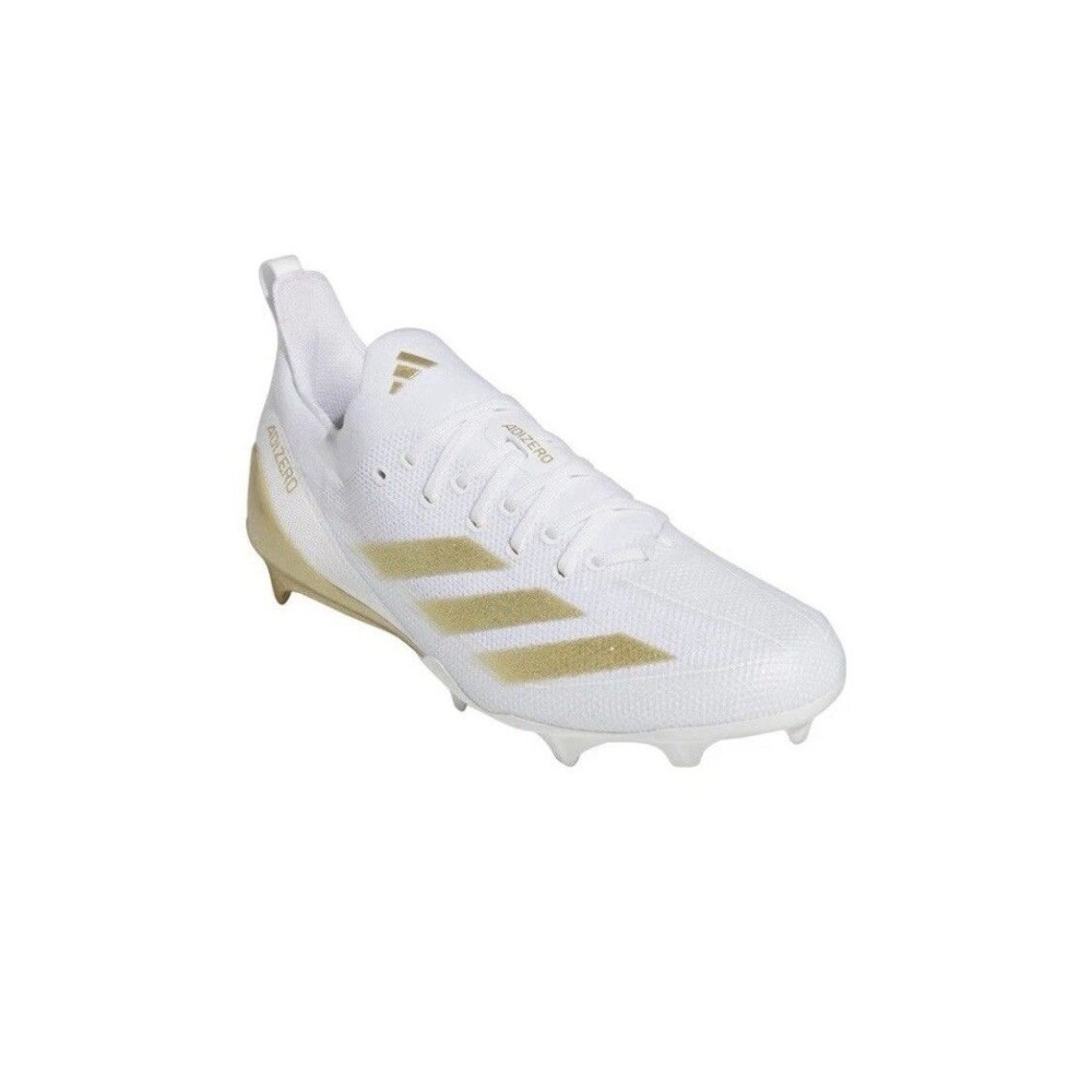 Mens Sz 12 - Adidas Adizero Electric White Gold Metallic Football Cleats New - Picture 2 of 5